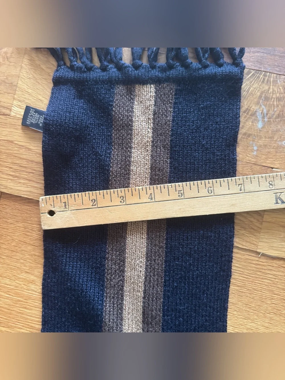 Title  Banana Republic 100% Fine Merino Wool Striped Scarf Black Brown Camel Fri
